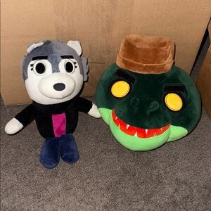 PIGGY Plush Toy Set with Dog and Dinosaur